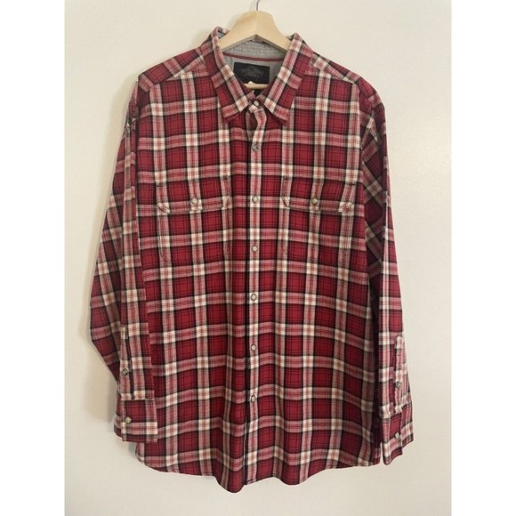Harley-Davidson® Men's Pearl Snap Red Plaid Long Sleeve Shirt, XXL - Picture 1 of 4